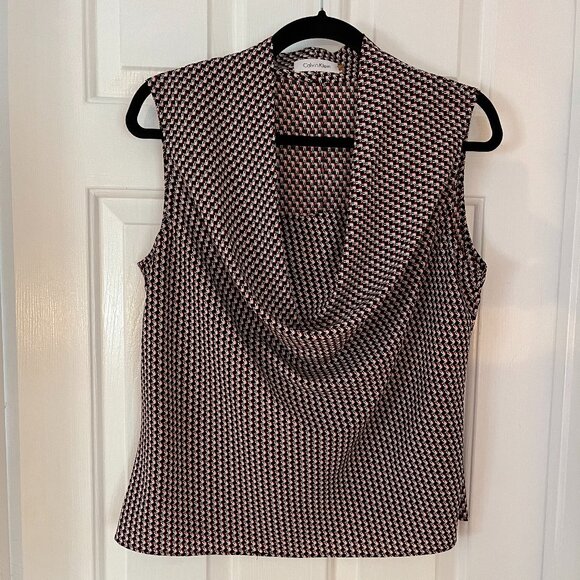 Calvin Klein Cowl Neck Patterned Shell - Picture 1 of 3